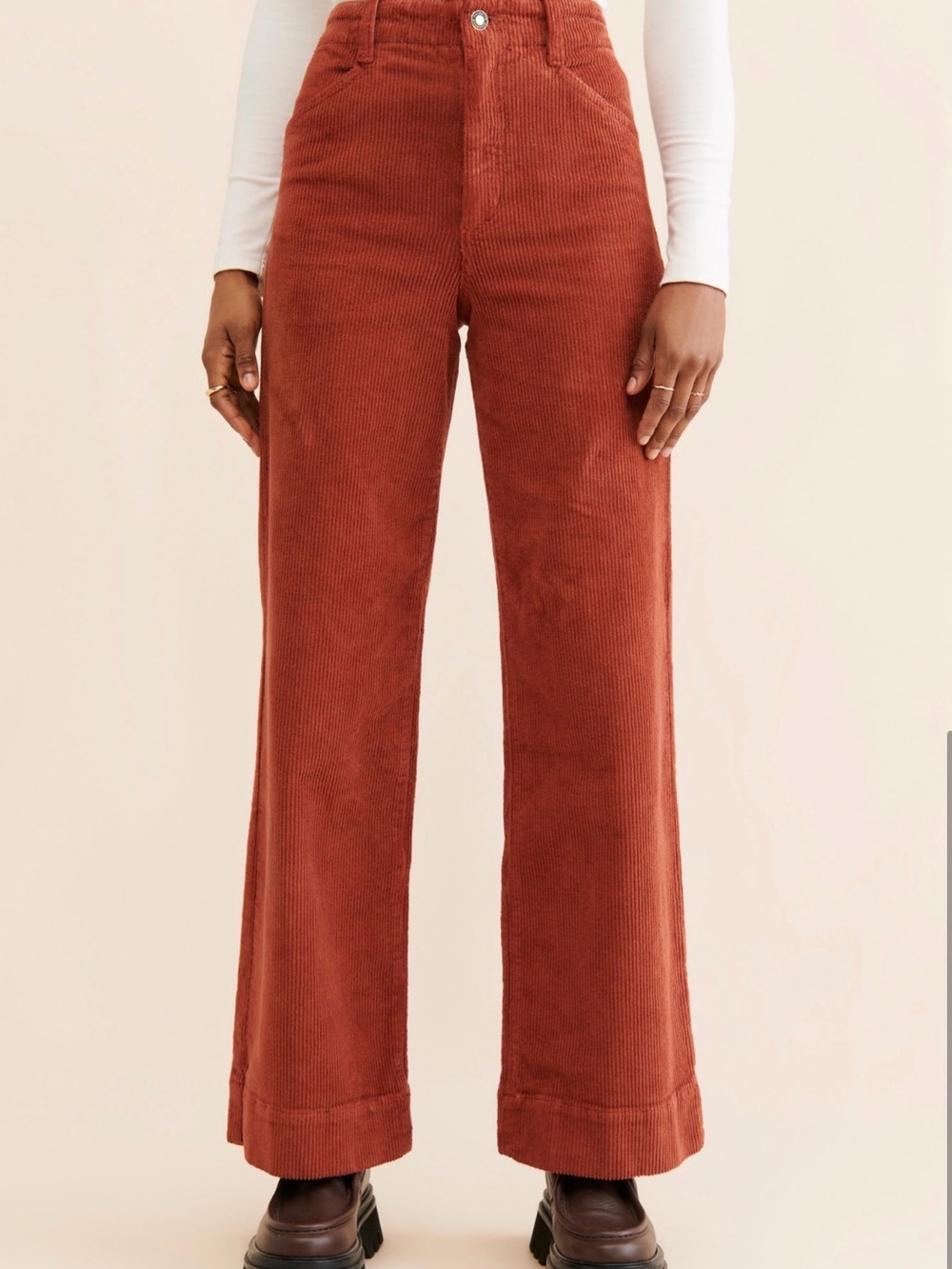 Favorite Daughter Mischa High-Waist Wide Leg Corduroy Pants - Rust 32